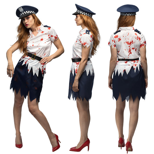 Déguisement Zombie Policière Sanglante - Robe Courte Femme