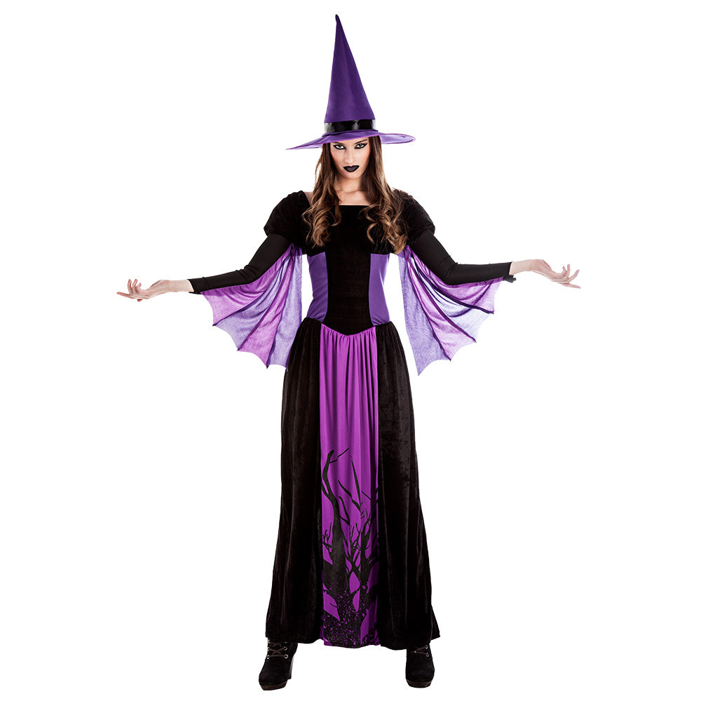 Costume Sorcière Gothique Violet et Noir - Déguisement Femme
