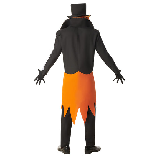 Déguisement Squelette Halloween Noir Orange Adulte M/L