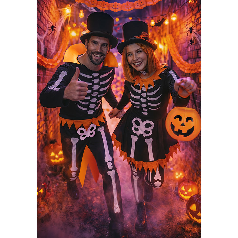 Déguisement Squelette Halloween Femme avec Haut Noir et Tutu