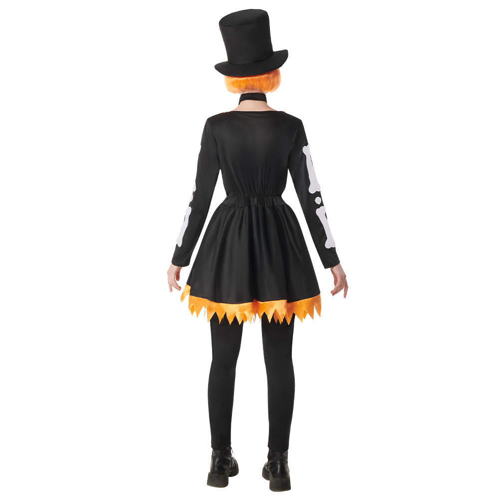 Déguisement Squelette Halloween Femme Robe Noire Chic