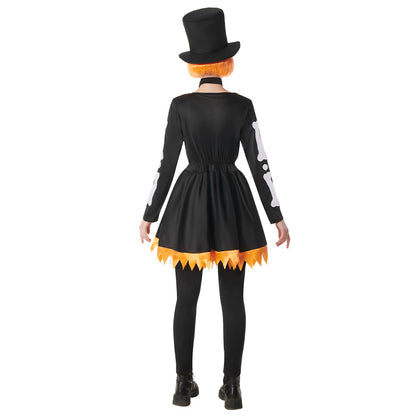 Déguisement Squelette Halloween Femme Robe Noire Chic
