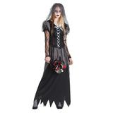 Déguisement Vampire Gothique Femme - Robe Longue Noire Dentelle