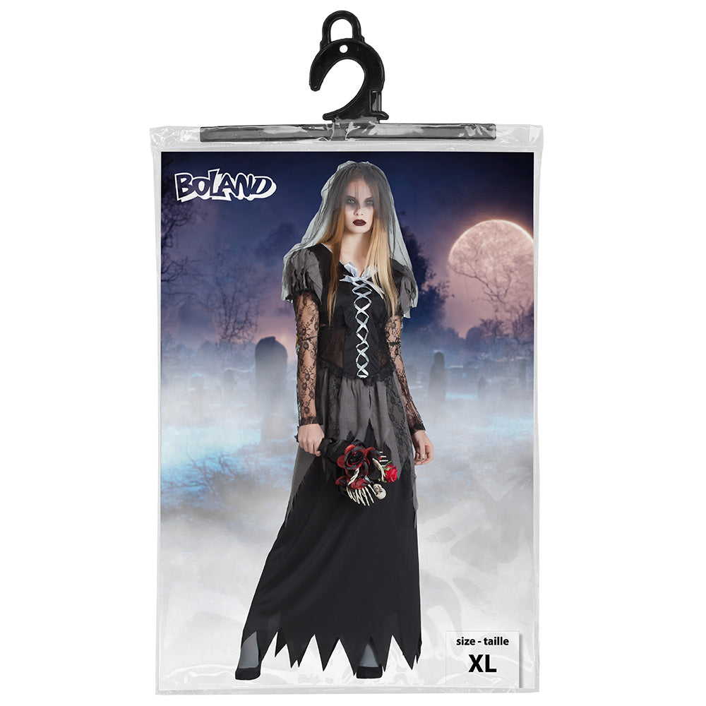 Déguisement Vampire Gothique Femme - Robe Longue Noire Dentelle