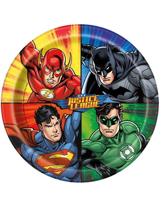 8 Assiettes en carton Justice League  23 cm