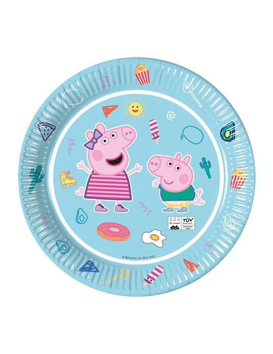 8 Assiettes en carton FSC Peppa Pig bleues 23 cm