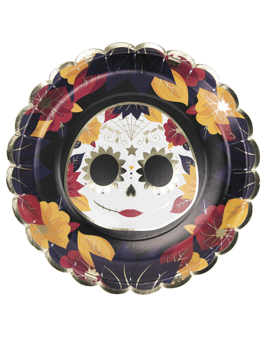 8 Assiettes en carton Dia de los muertos 23 cm