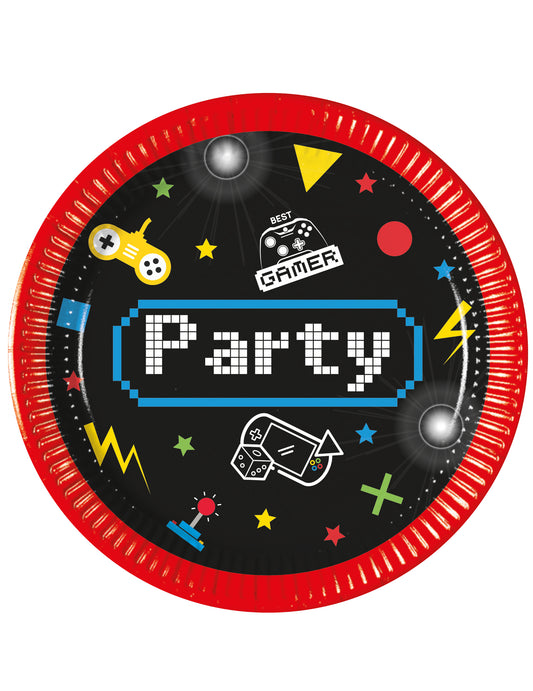 8 Petites assiettes en carton Gaming Party 20 cm