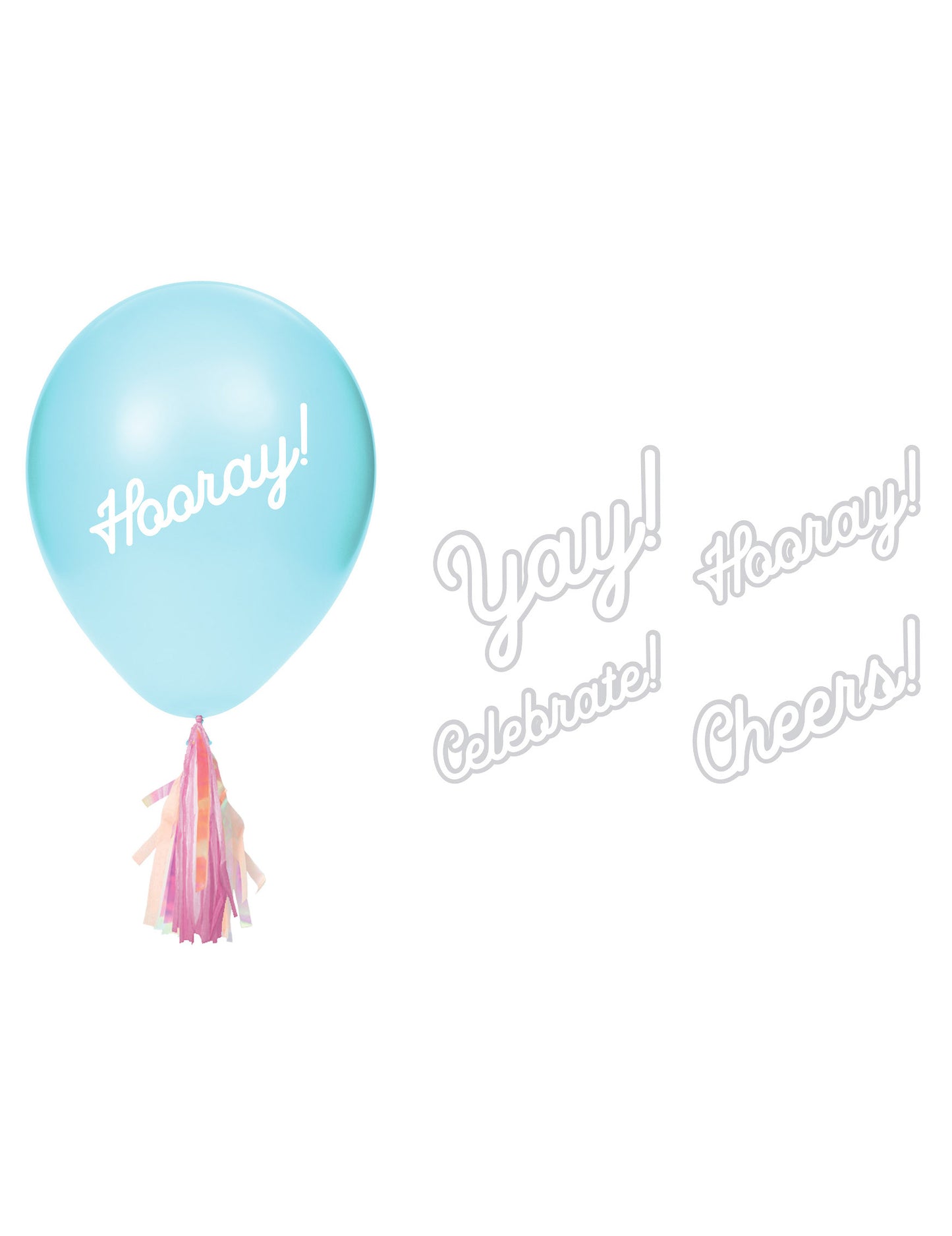 8 Ballons en latex avec tassels iridescentes et stickers 20,3 cm