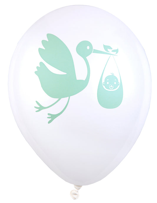 8 Ballons en latex Baby shower vert 23 cm