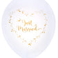 8 Ballons en latex Just Married blancs et dorés 23 cm