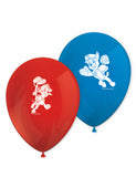 8 Ballons en latex rouge et bleu Pat' Patrouille prêt pour l'action