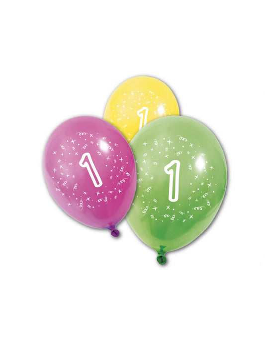 8 Ballons en latex anniversaire 1 an 30 cm