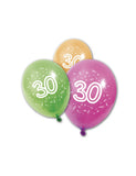 8 Ballons en latex anniversaire 30 ans 30 cm
