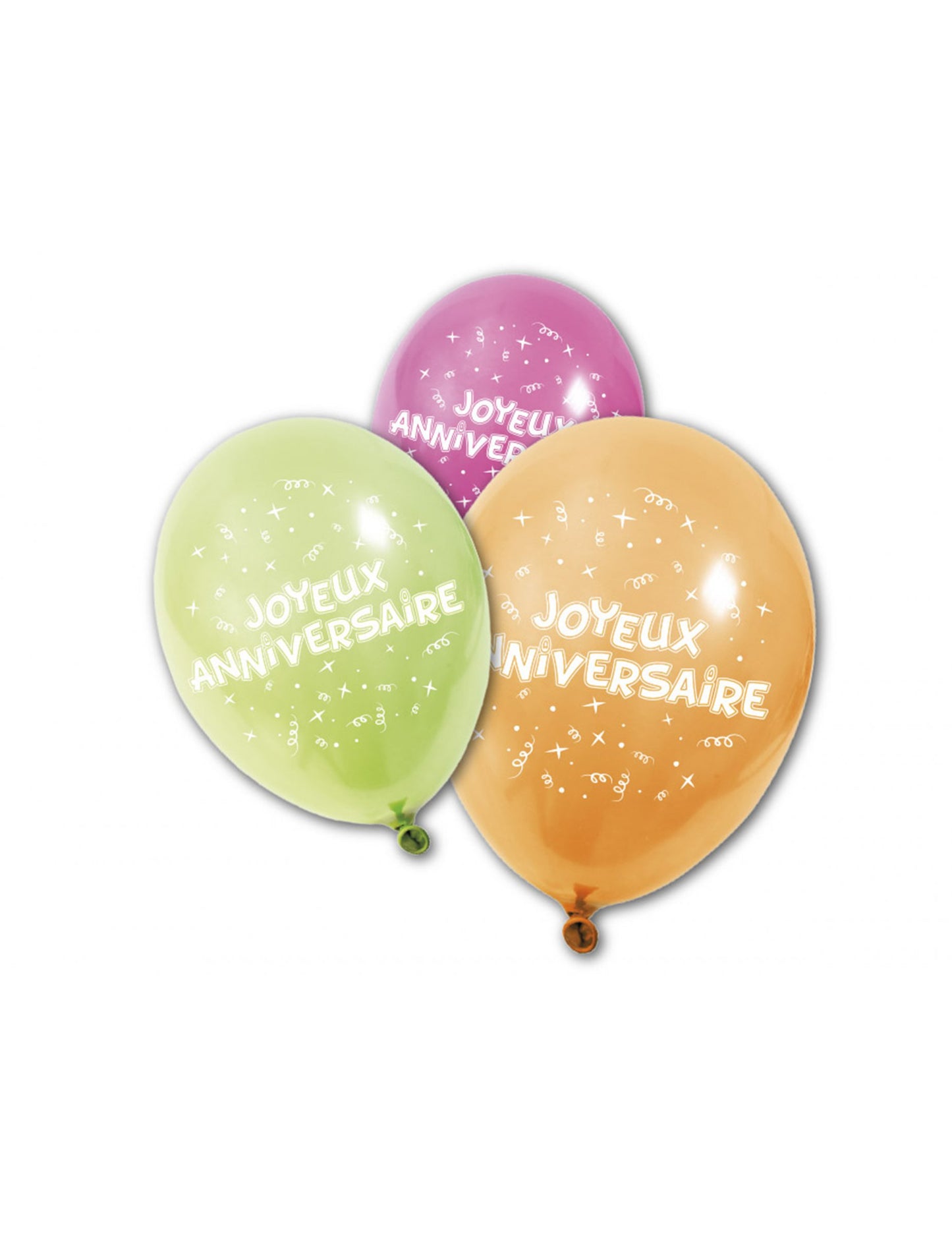 8 Ballons en latex Joyeux anniversaire 25 cm