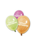 8 Ballons en latex Joyeux anniversaire 25 cm