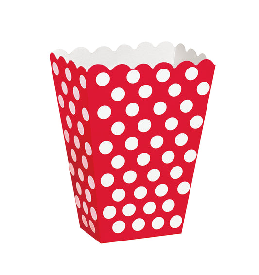 8 boîtes pop corn rouge à pois blanc