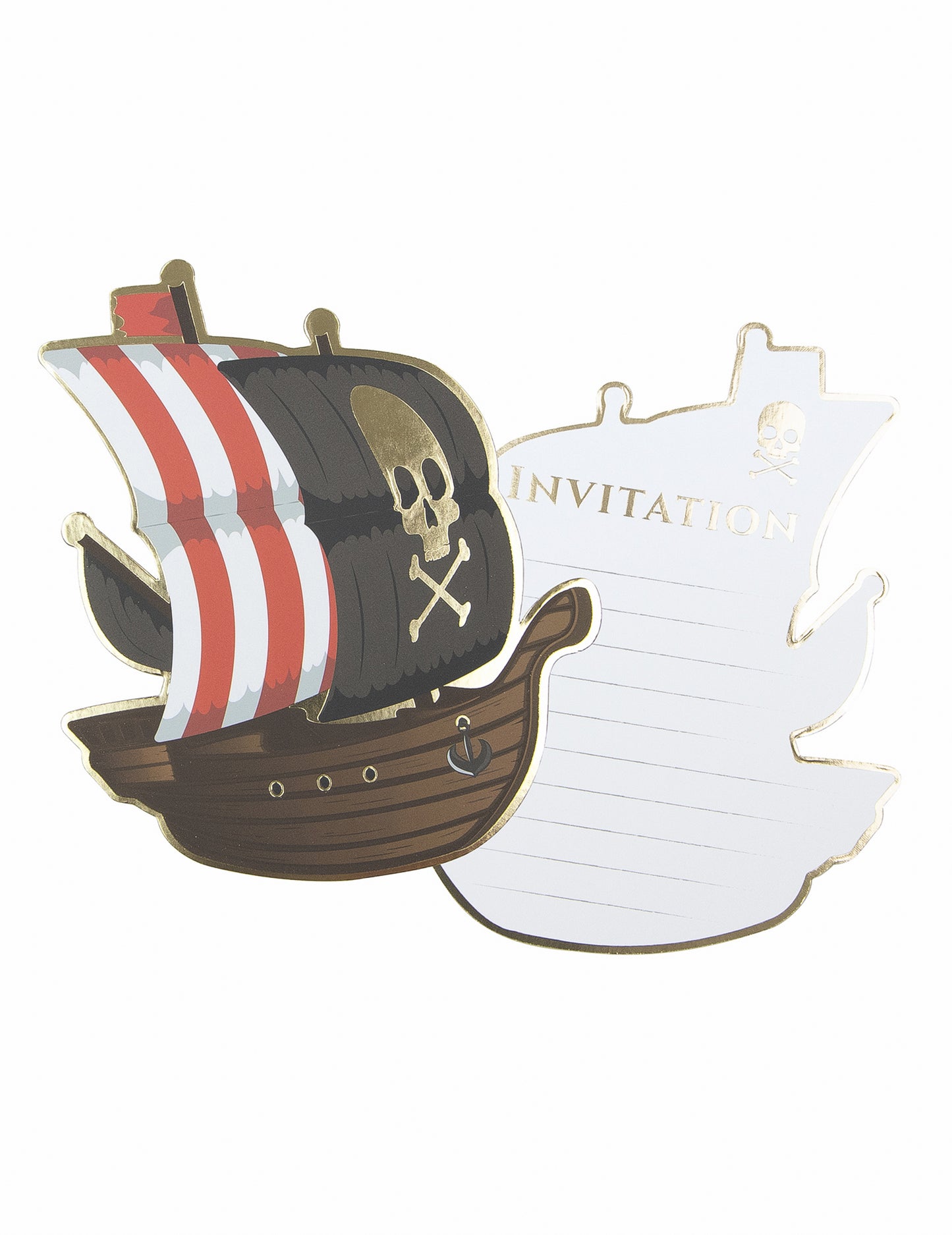 8 Cartes d'invitation bateau pirate 10 x 12 cm