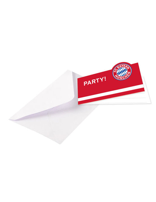 8 Cartes d'invitation avec enveloppes FC Bayern Munich 13 x 8 cm