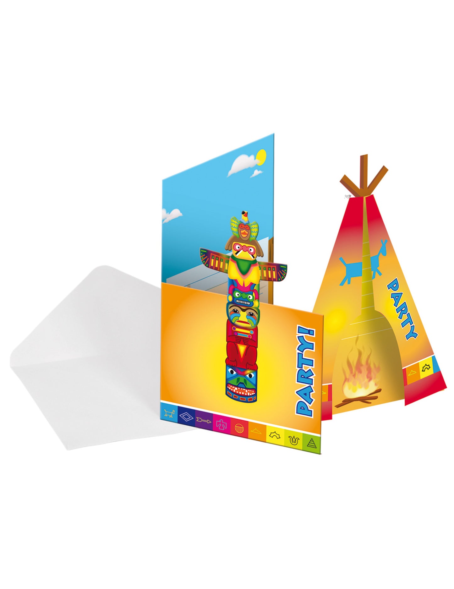 8 Cartons d'invitations en carton Indien avec enveloppes 12 x 22 cm