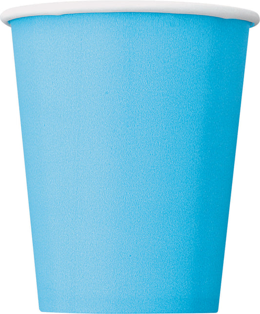 8 Gobelets bleu pastel en carton 270 ml