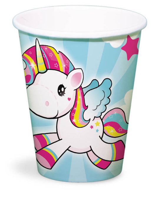 8 Gobelets en carton Licorne 250ml