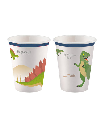 8 Gobelets en carton Grands Dinosaures 250 ml