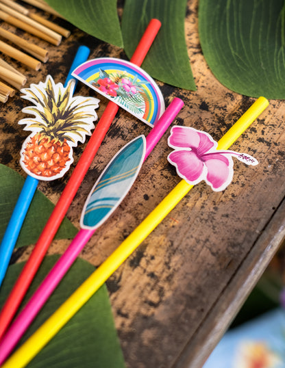 8 Pailles carton Aloha 19 cm