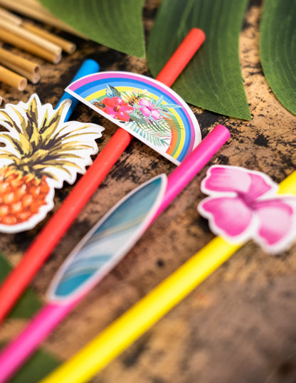 8 Pailles carton Aloha 19 cm