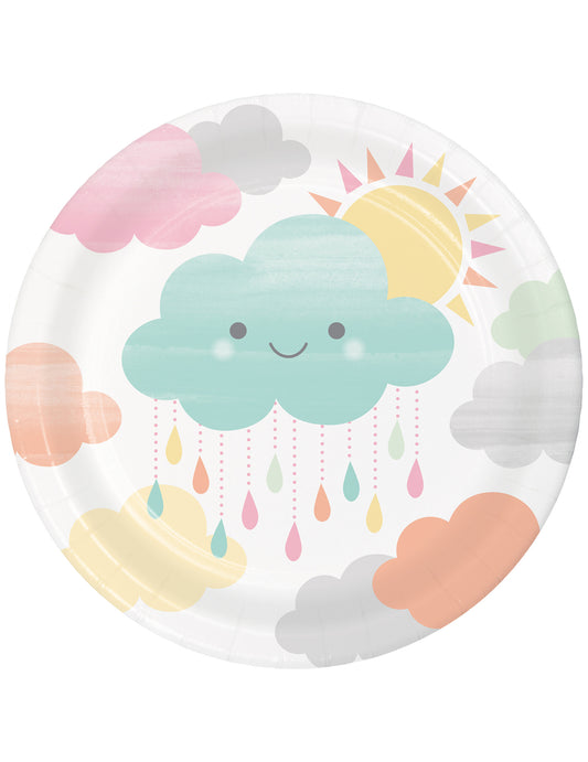 8 Petites assiettes en carton Petit Nuage 18 cm