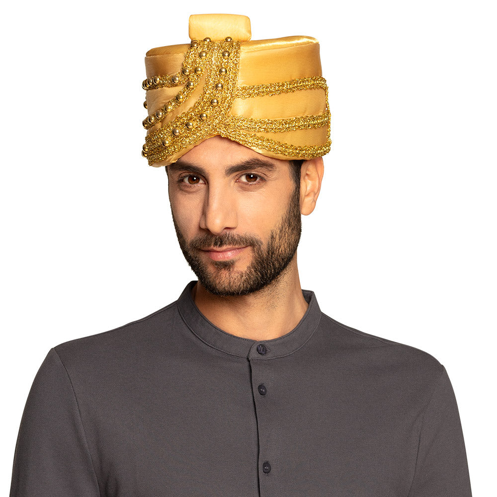 Turban Oriental Doré Strass - Accessoire Déguisement Aladdin