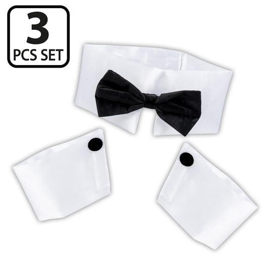 Set Accessoires Soirée Blanche - Nœud Pap & Bracelets Bling