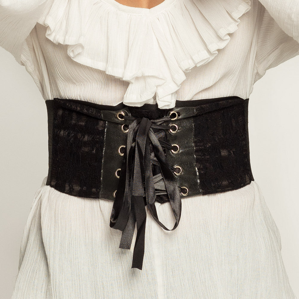Ceinture Corset Noire Lacée Pirate - Accessoire Déguisement