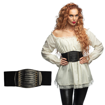 Ceinture Large Noire à Lacets Médiéval - Accessoire de Déguisement