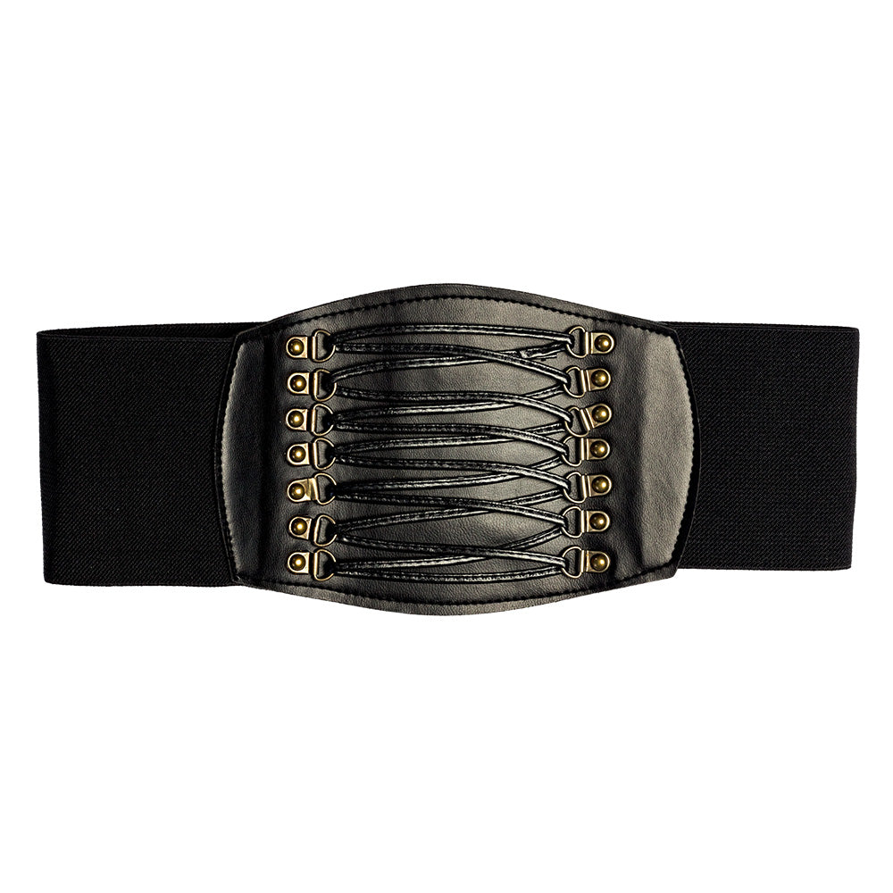 Ceinture Large Noire à Lacets Médiéval - Accessoire de Déguisement