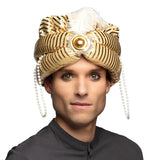 Turban Égyptien Doré avec Plume - Déguisement Pharaon Luxe