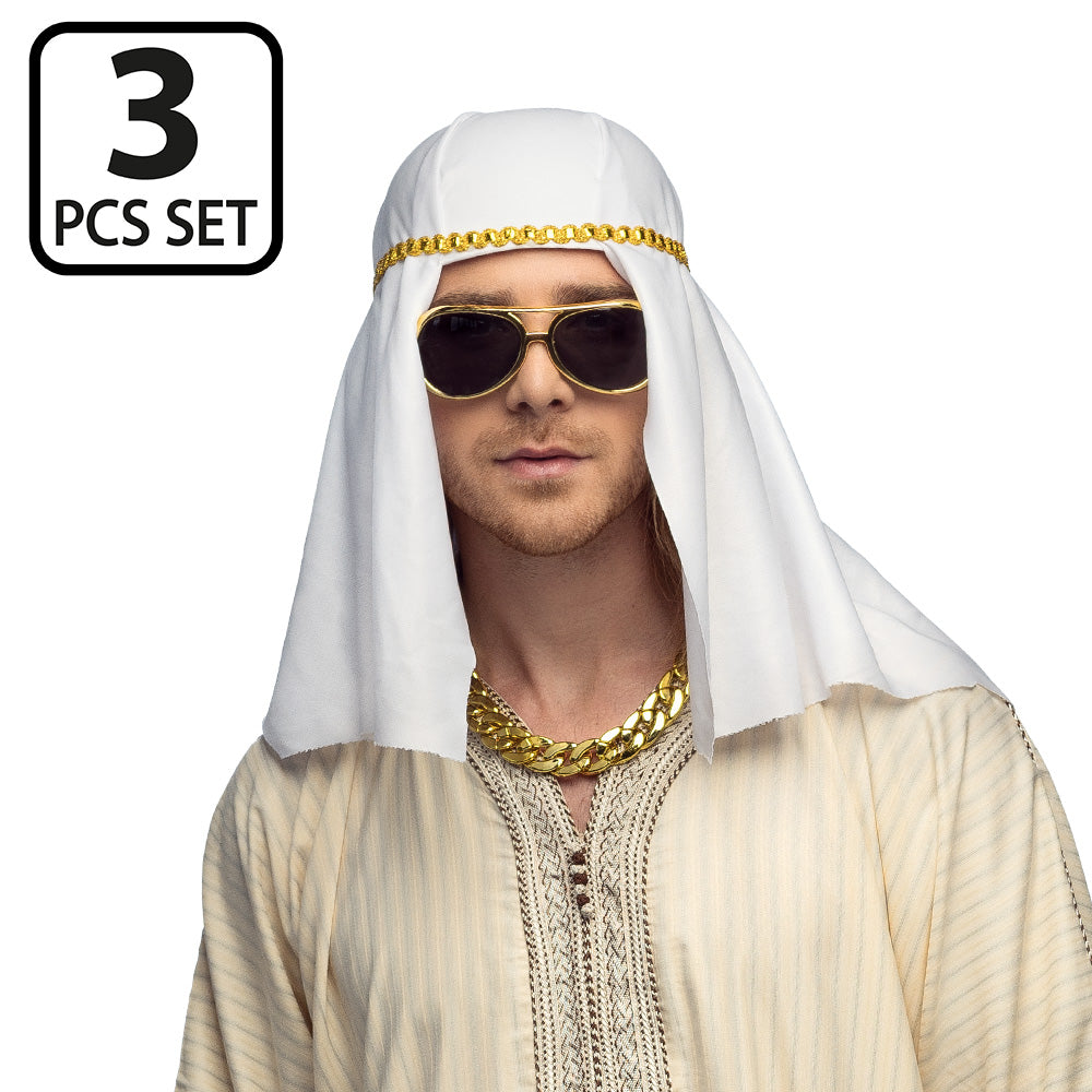 Déguisement Cheikh Arabe Luxe - Set 3 pièces avec Lunettes