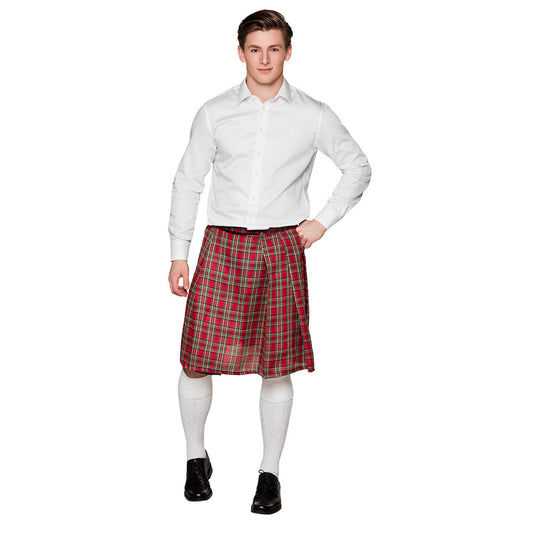 Kilt Écossais Tartan Rouge Homme - Déguisement Highland