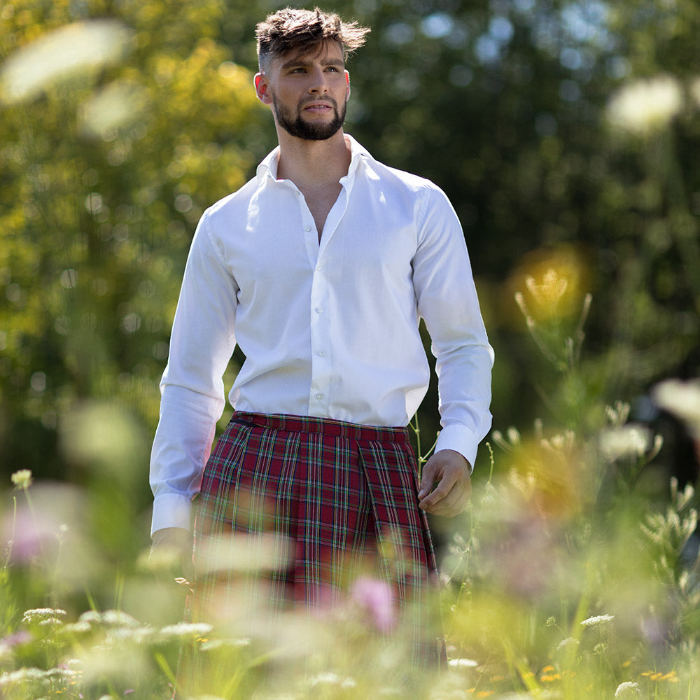 Kilt Écossais Tartan Rouge Homme - Déguisement Highland