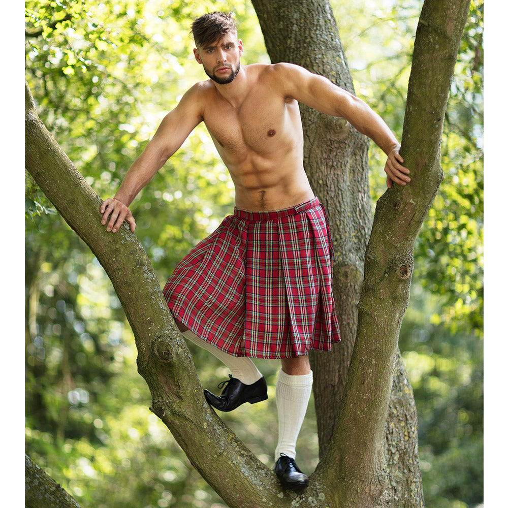 Kilt Écossais Tartan Rouge Homme - Déguisement Highland