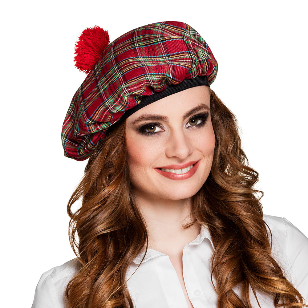 Béret Écossais Rouge à Pompon - Accessoire Traditionnel