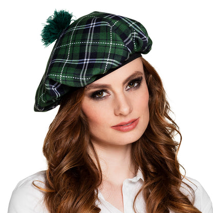 Béret Écossais Vert Tartan avec Pompon - Accessoire Costume