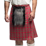 Kilt Écossais Tartan Rouge avec Sporran Fourrure Noire