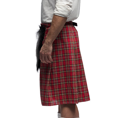 Kilt Écossais Tartan Rouge avec Sporran Fourrure Noire