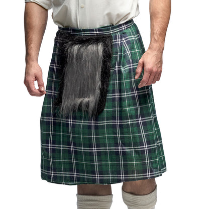 Kilt Écossais Tartan Vert Homme avec Sporran Fourrure