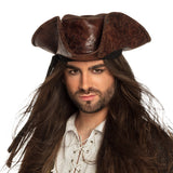 Chapeau Tricorne Pirate Marron Cuir - Accessoire Déguisement