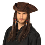 Perruque Pirate Capitaine Crochet avec Dreads et Boucles d'Oreilles