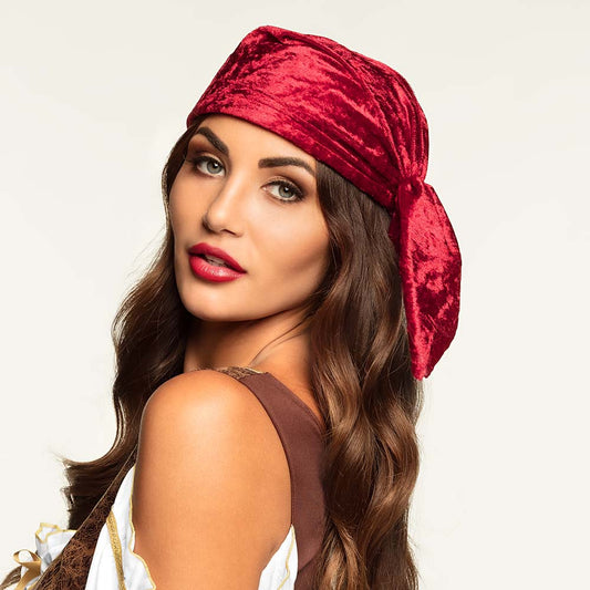 Bandana Velours Rouge - Accessoire Déguisement Pirate Adulte