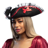 Chapeau Pirate Noir avec Nœud Rouge - Accessoire Déguisement