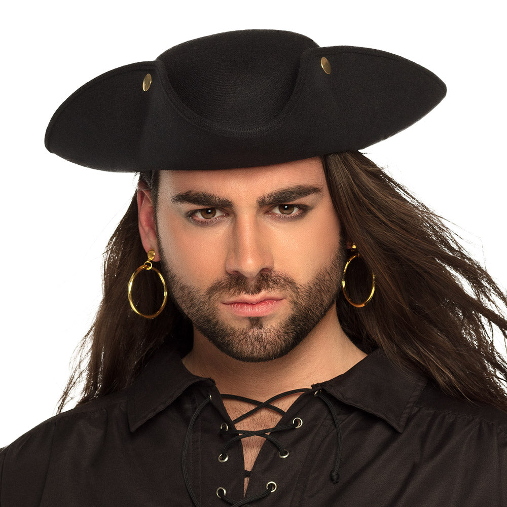 Chapeau Pirate Tricorne Noir - Déguisement Pirate Adulte